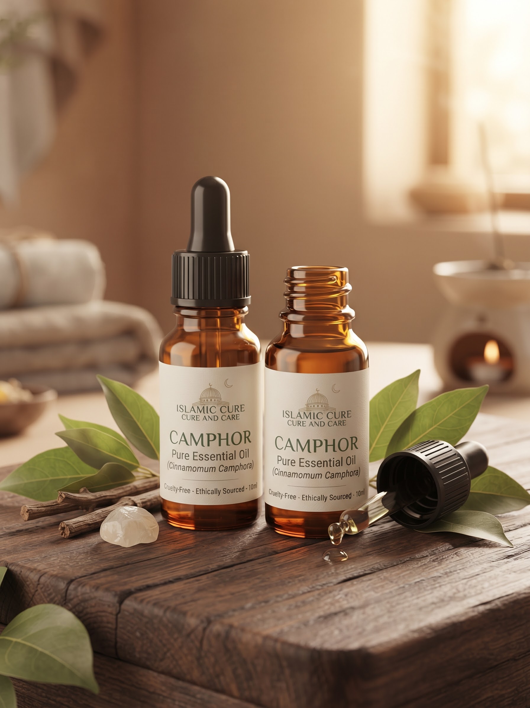 By Islamic Cure and Care ​CAMPHOR PURE ESSENTIAL OIL - 10ML DROPPER BOTTLE